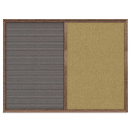 United Visual Products Enclosed Corkboard, 1 Door, 72"x36", 4" Fra UV3425-SATIN-RUBBER